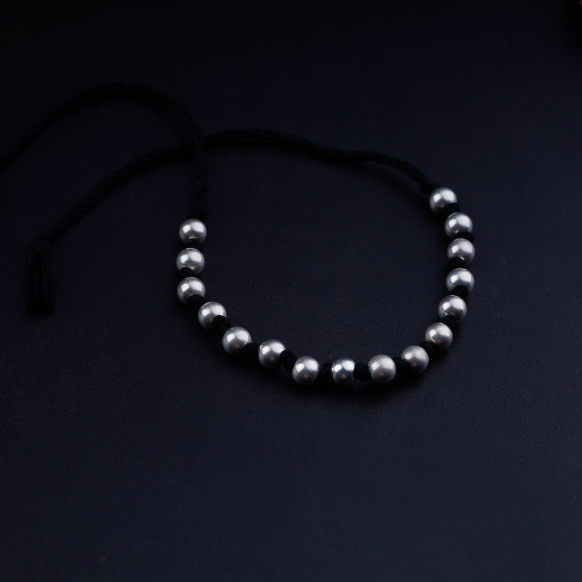 Silver Bead Anklet (6 mm)