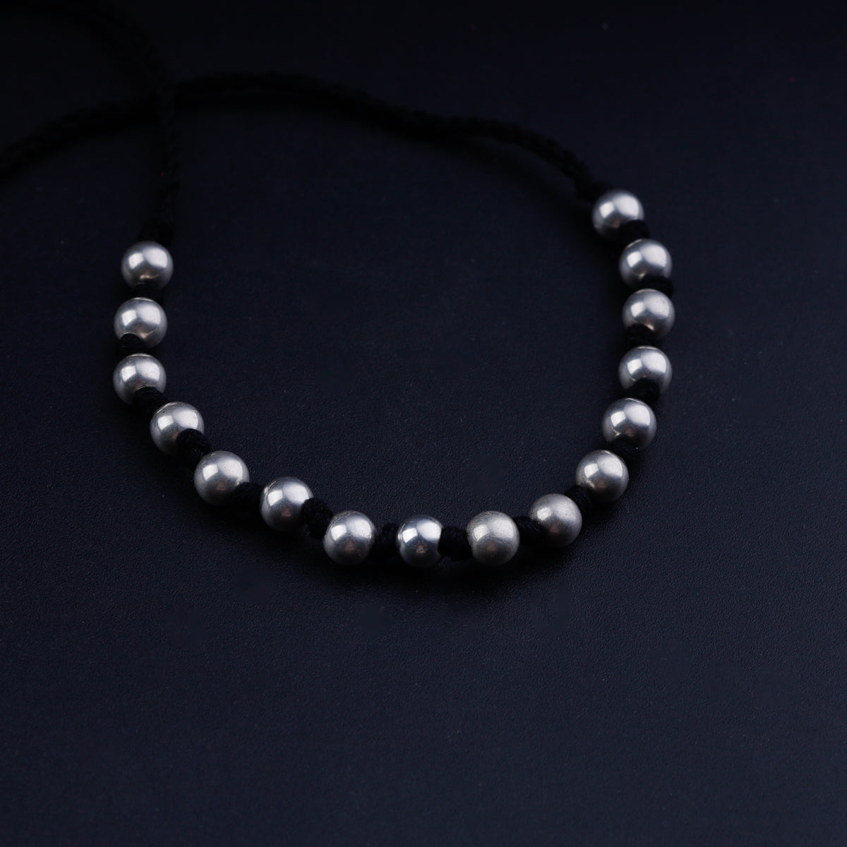 Silver Bead Anklet (6 mm)