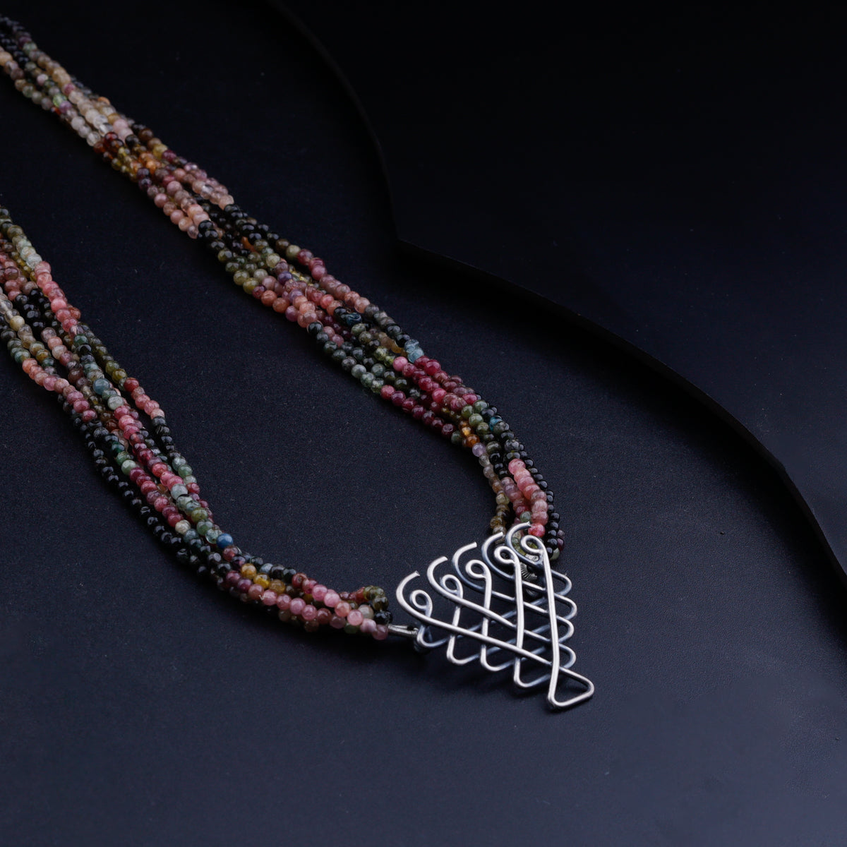 Saraswati Necklace with Multi Layered Tourmaline Stones