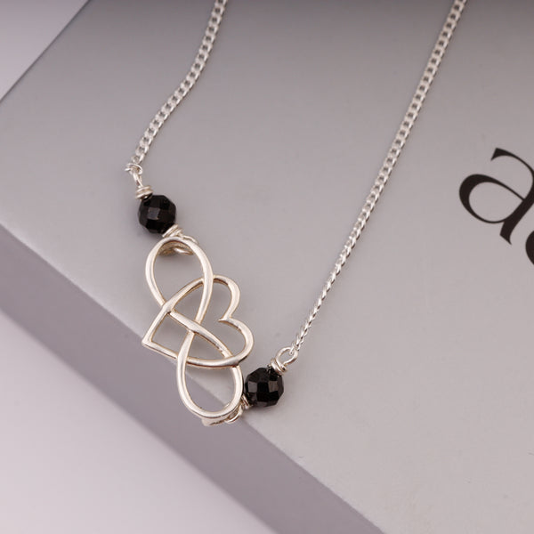 Love Infinity Silver Chain Mangalsutra Bracelet with black beads