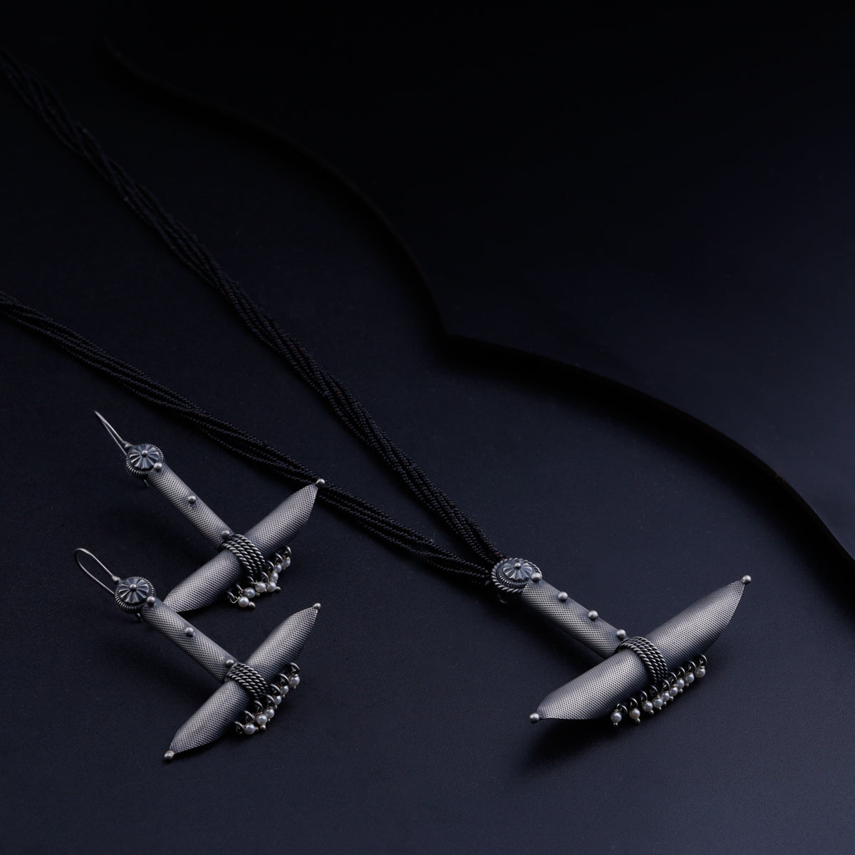 Oxidized Silver Tribal Pendant Mangalsutra Set