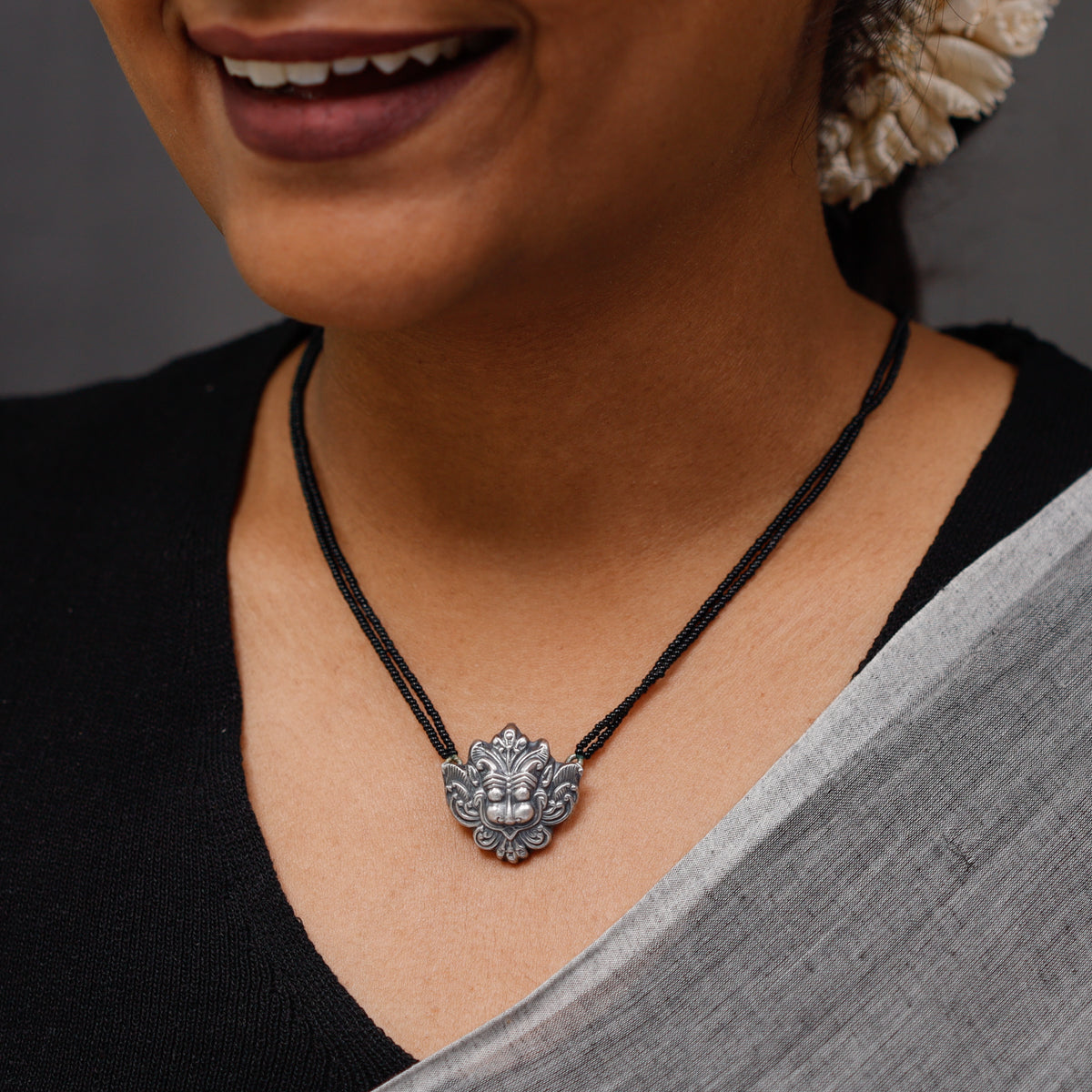 Oxidized Silver Pendant Mangalsutra