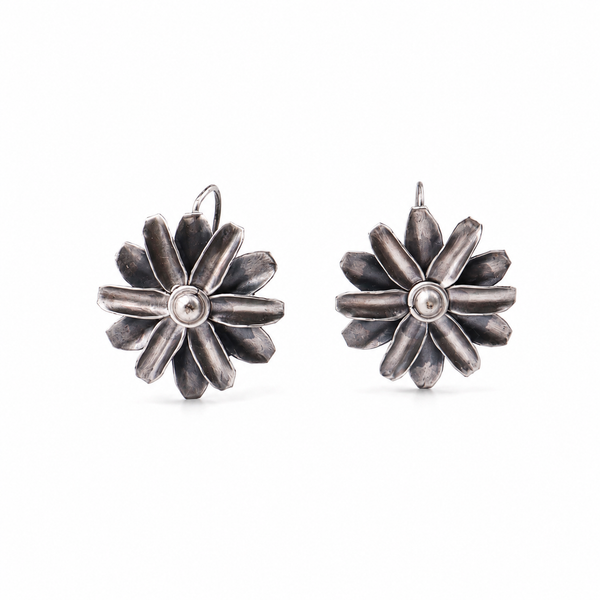 Mini Silver Soorajmukhi (Flower Motif) Earrings