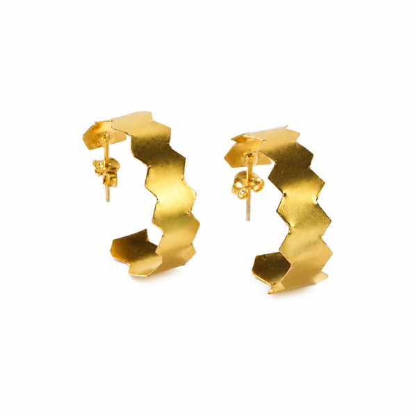 Natasha- Fold Earrings |  92.5 Silver | 22K Gold Plated