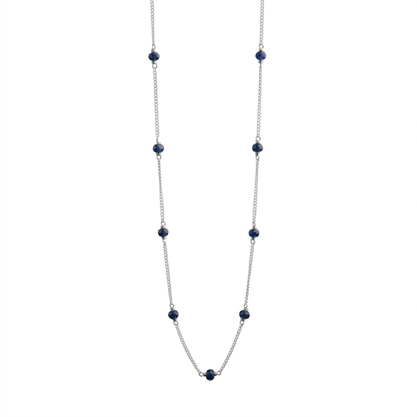 Navy Blue Sapphire Silver Chain