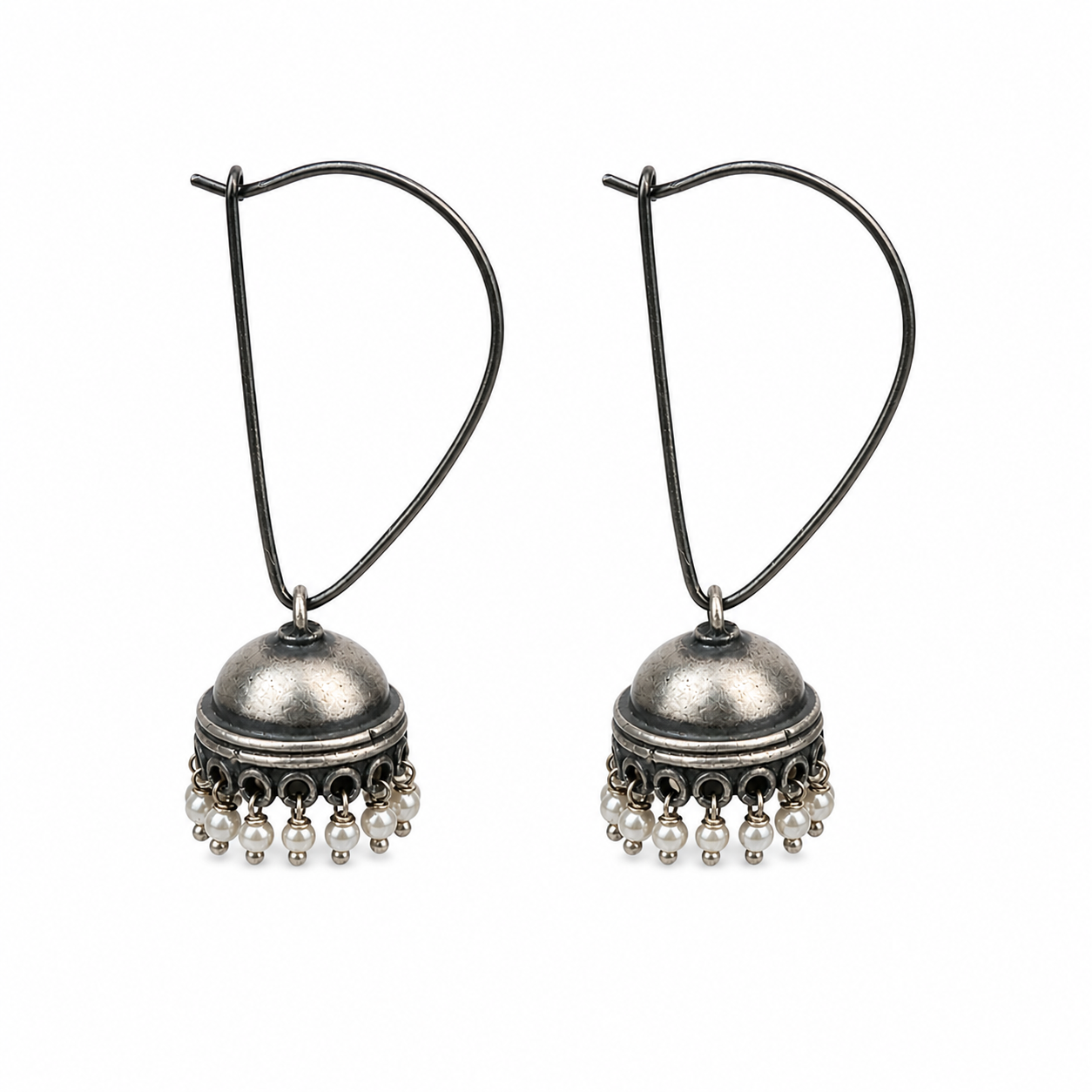 Oxidized Silver Jhumki: Big