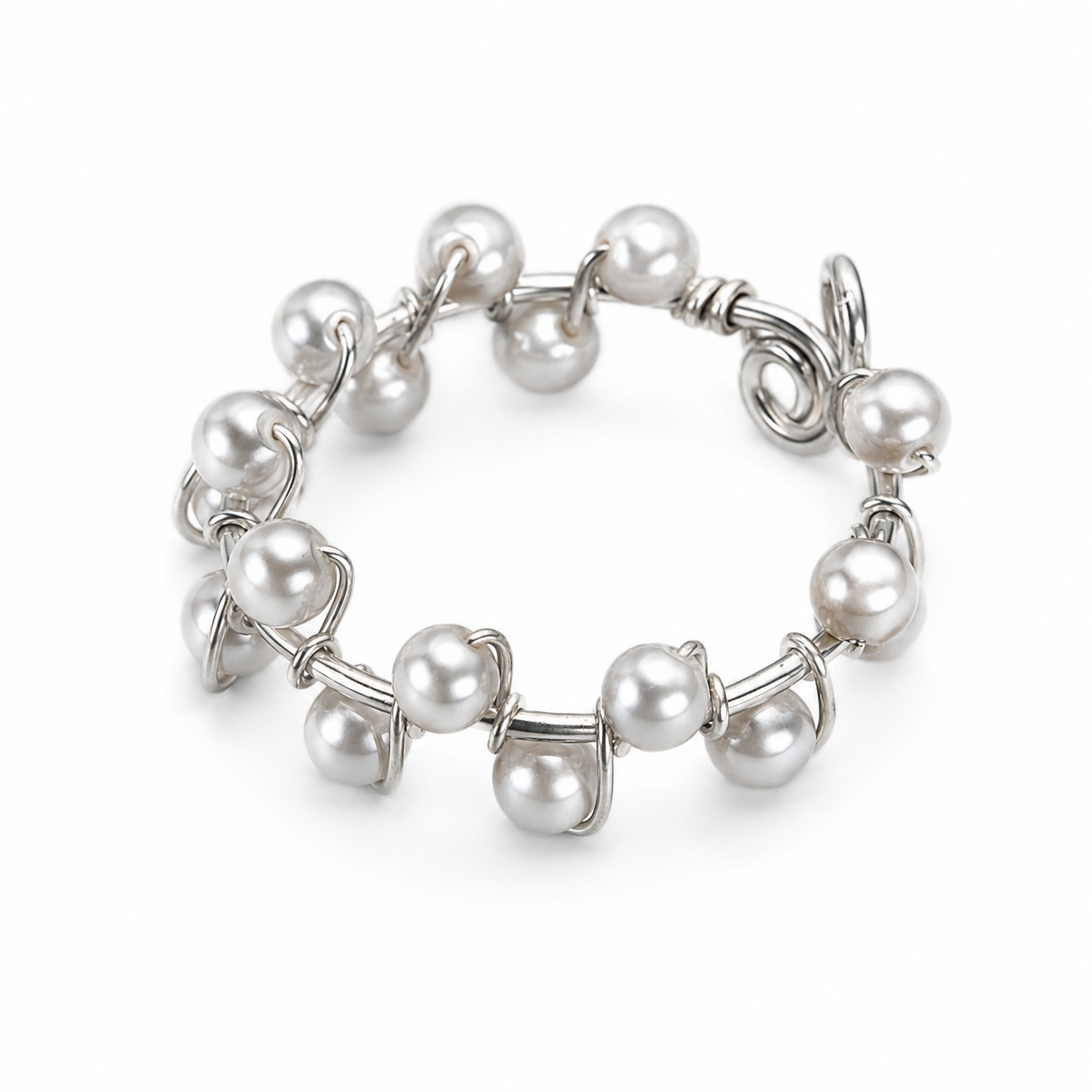 Pearl Binded Silver Ring