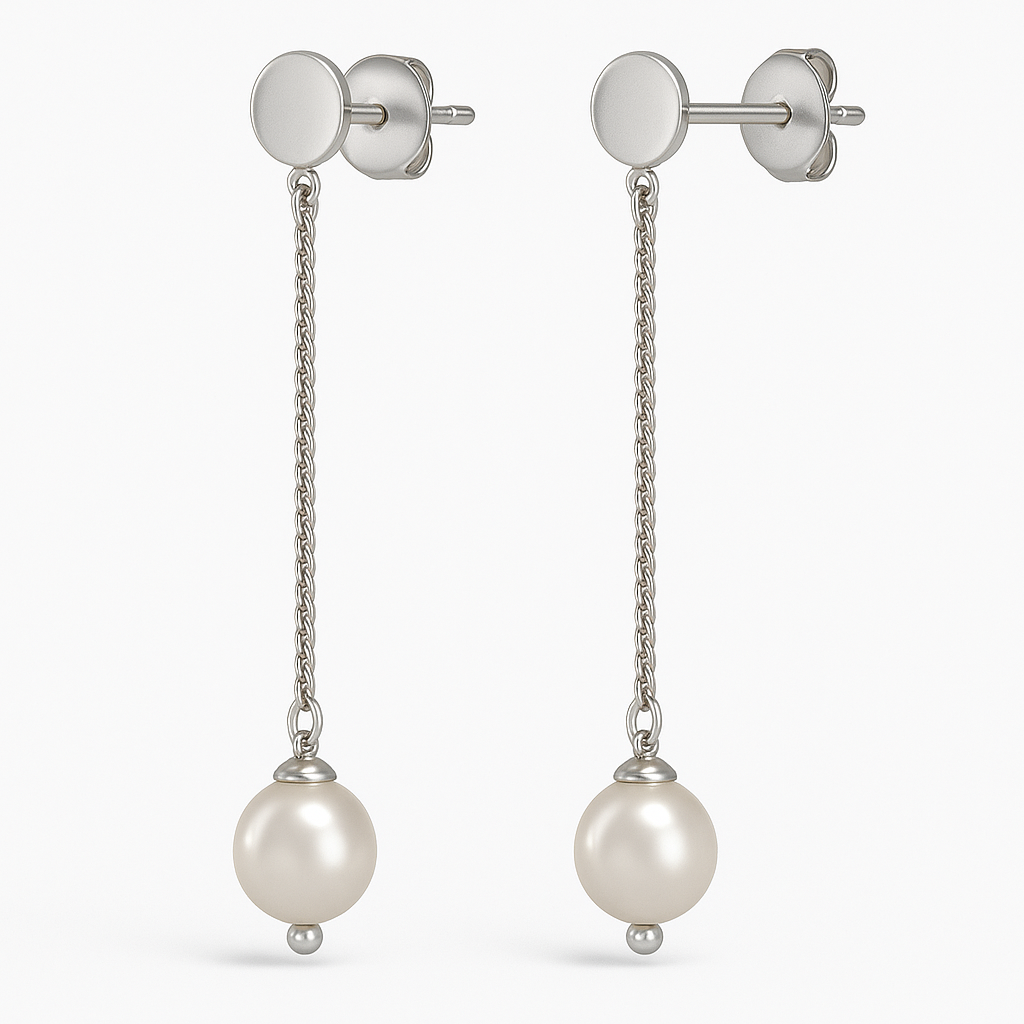 Single Pearl Chain Earring