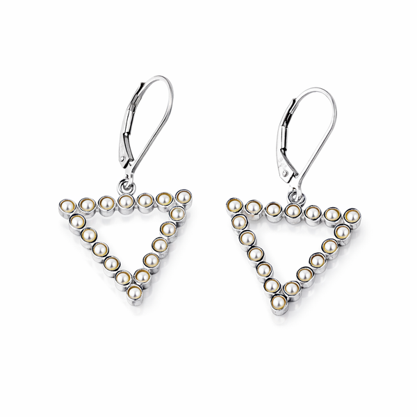 Pearls Studded Triangle Silver Earring | 92.5 Silver