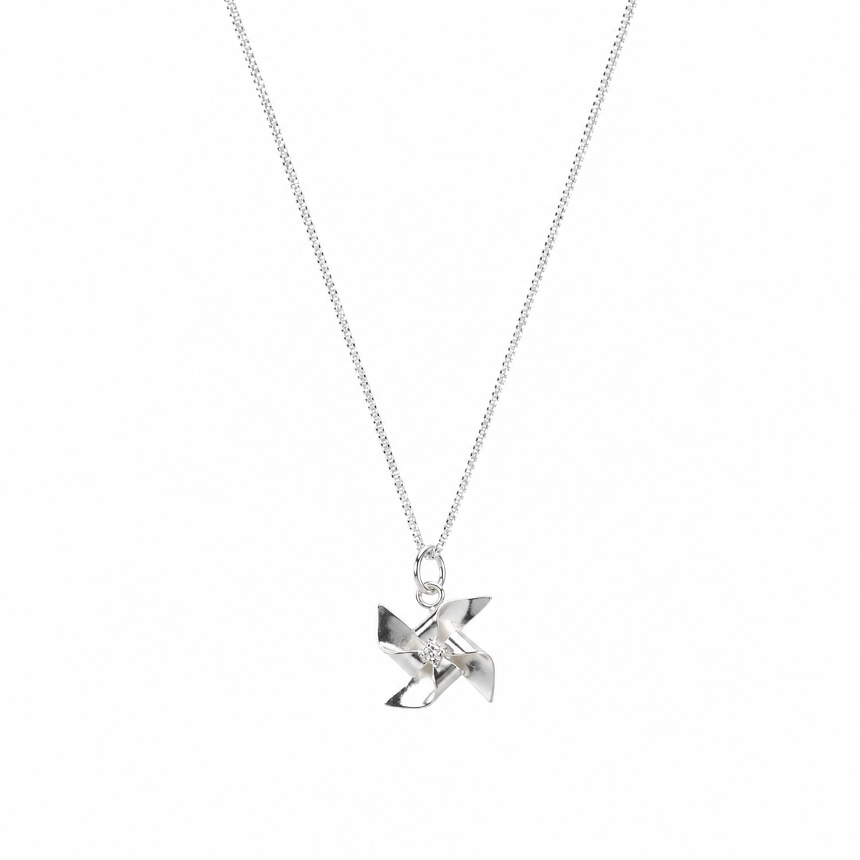 Pinwheel Necklace - Fold collection ( Shiny Silver Finish )