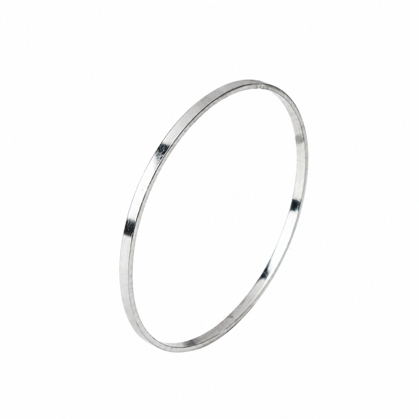 Plain Silver Bangle (Flat Shape)