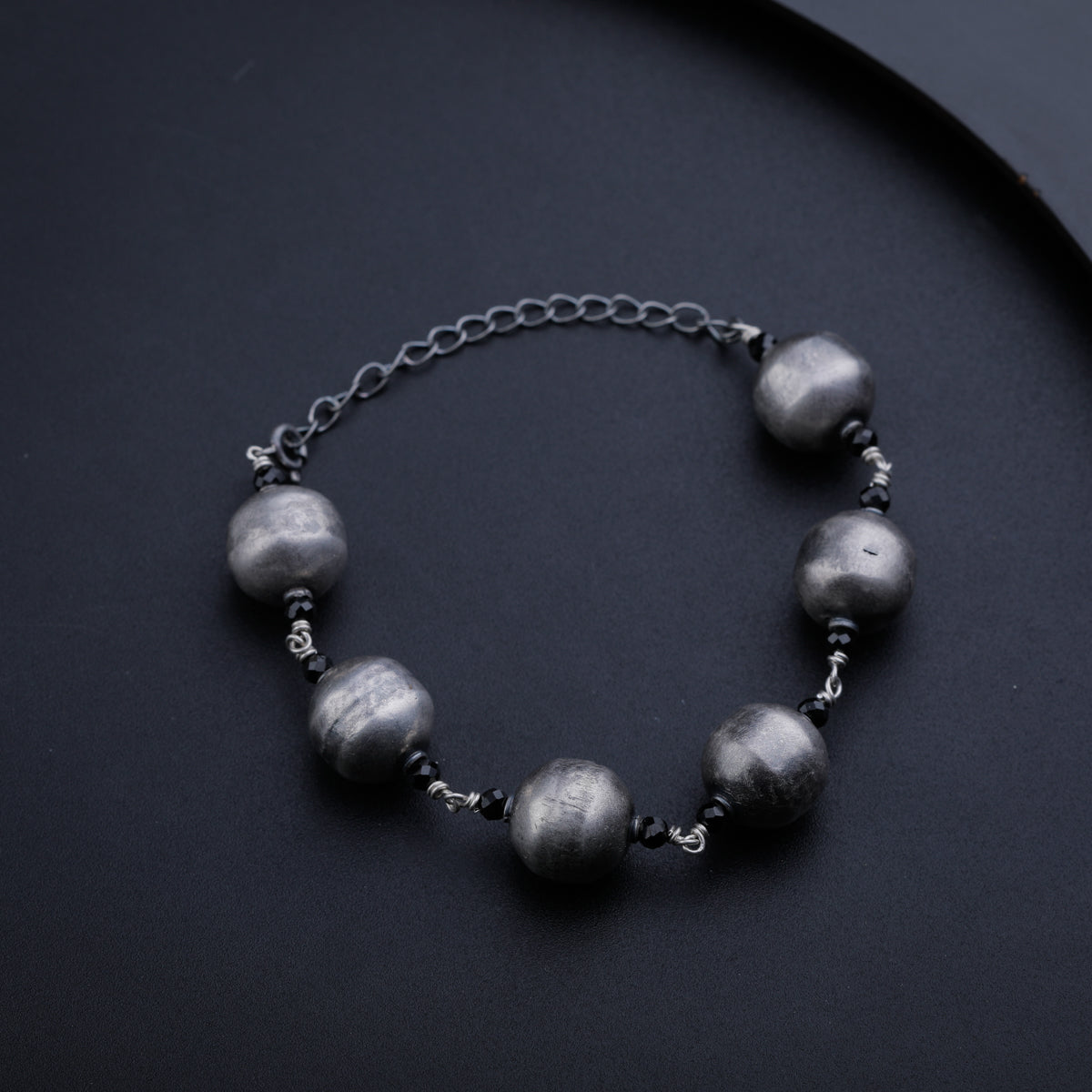 Silver Big Round Bead Bracelet