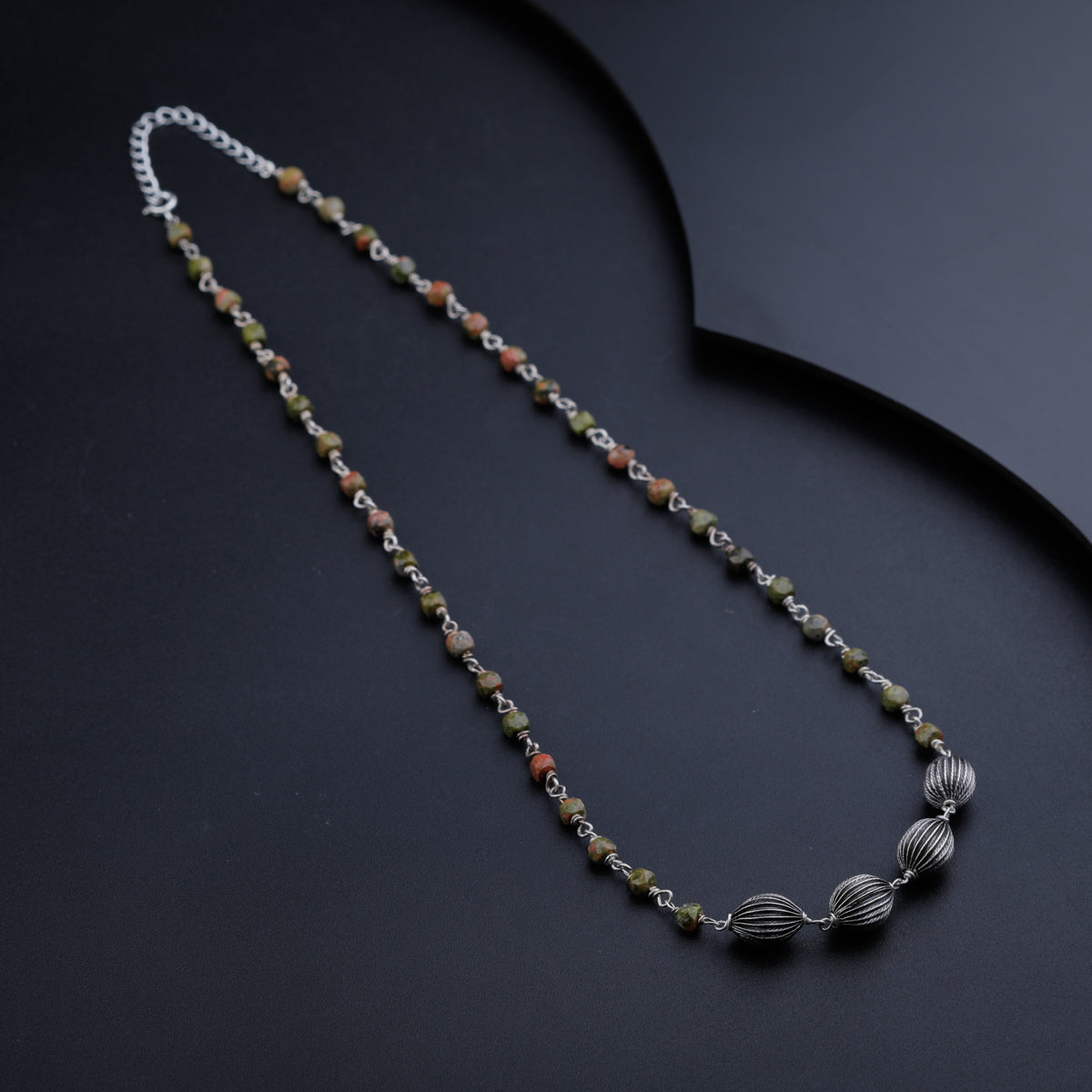 Unakite Stone Necklace with Ganthan Beads