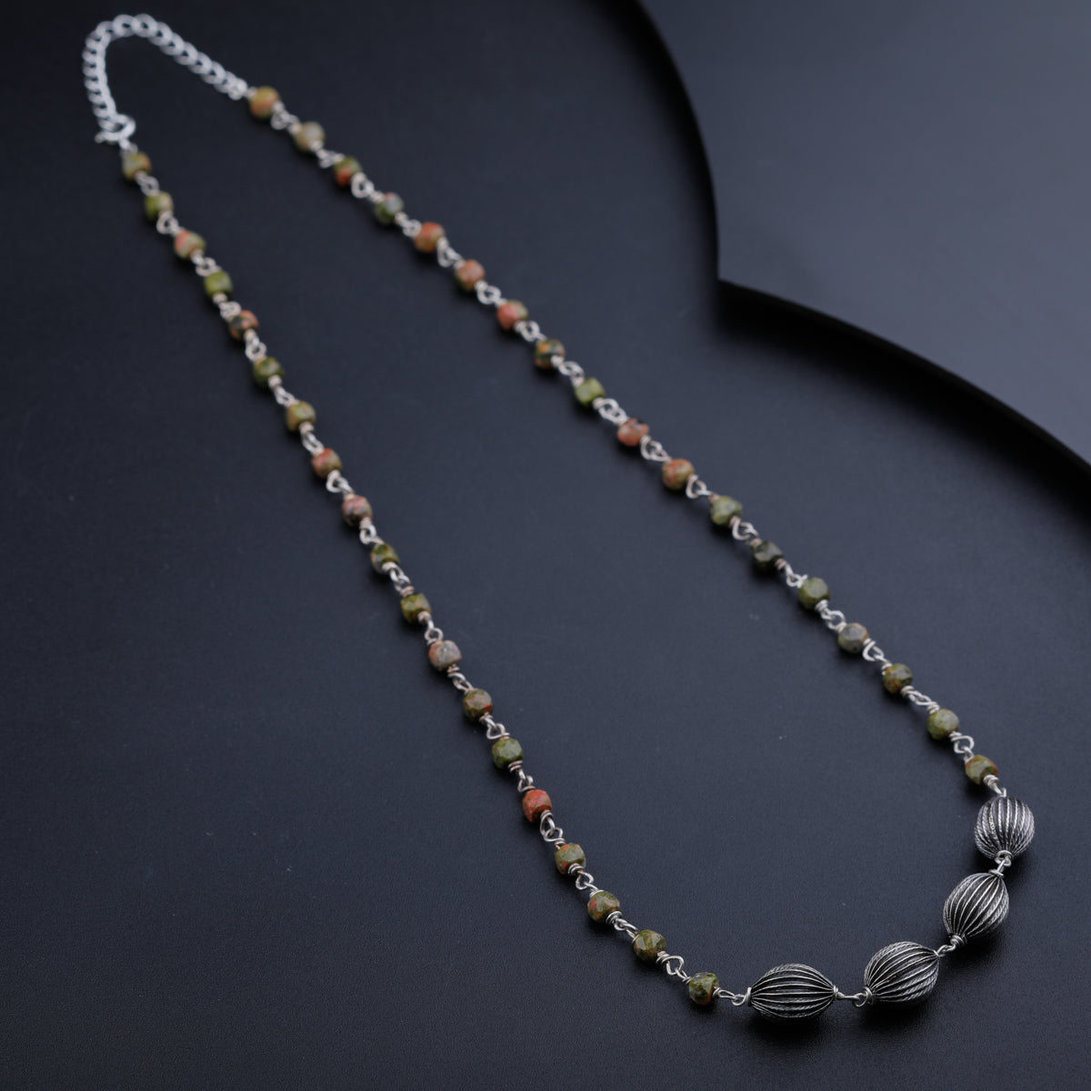 Unakite Stone Necklace with Ganthan Beads