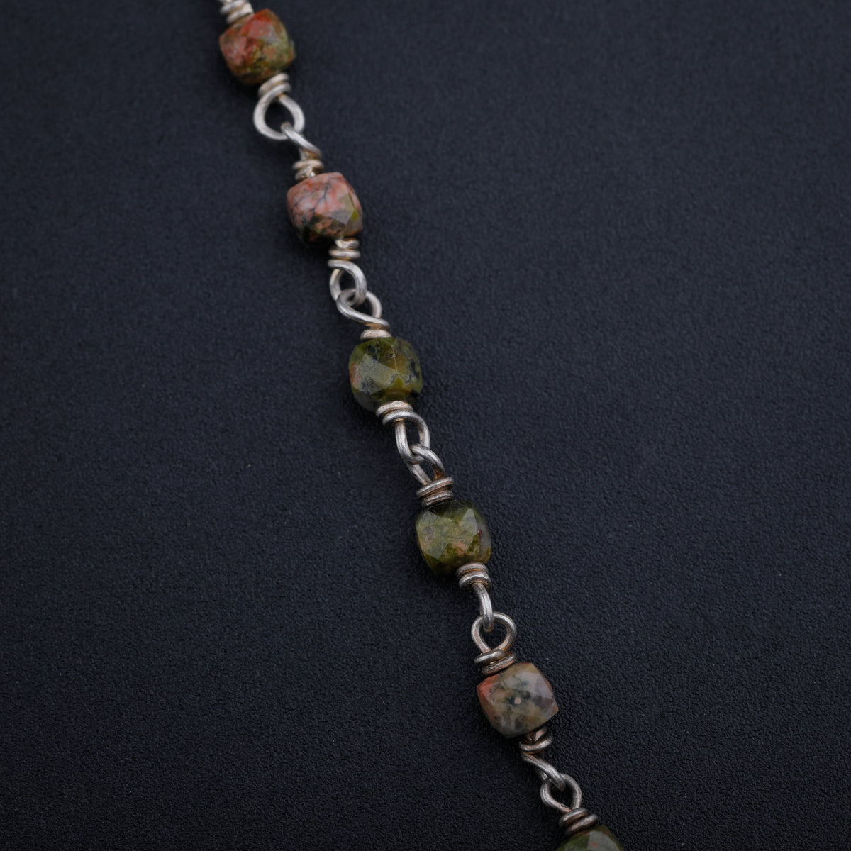 Unakite Stone Necklace with Ganthan Beads