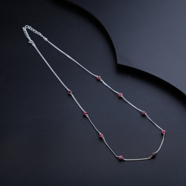 Pink Sapphire Silver Chain