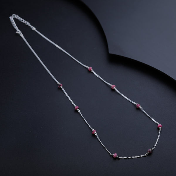 Pink Sapphire Silver Chain