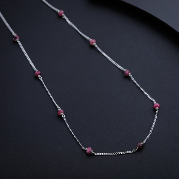 Pink Sapphire Silver Chain