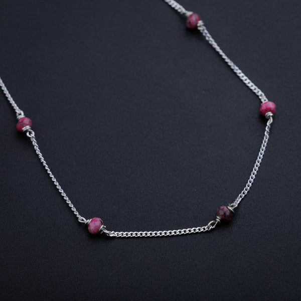 Pink Sapphire Silver Chain