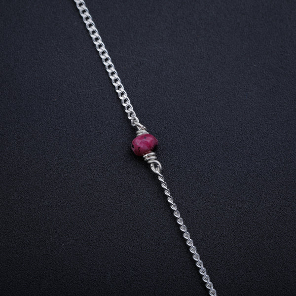 Pink Sapphire Silver Chain
