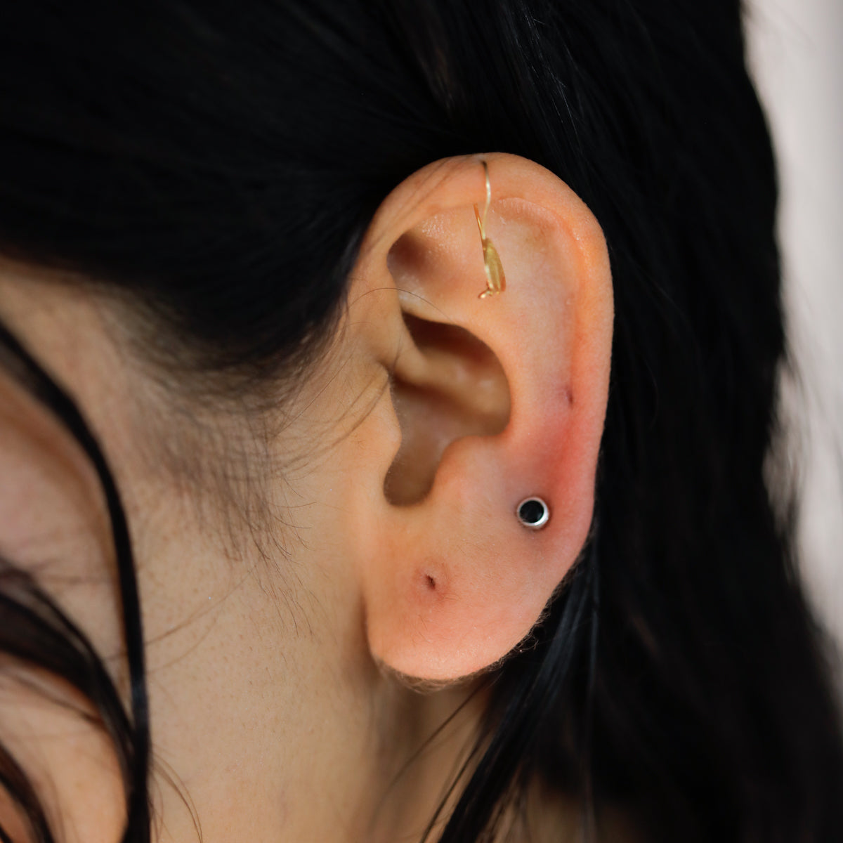 Tiny Black CZ Stone Silver Studs