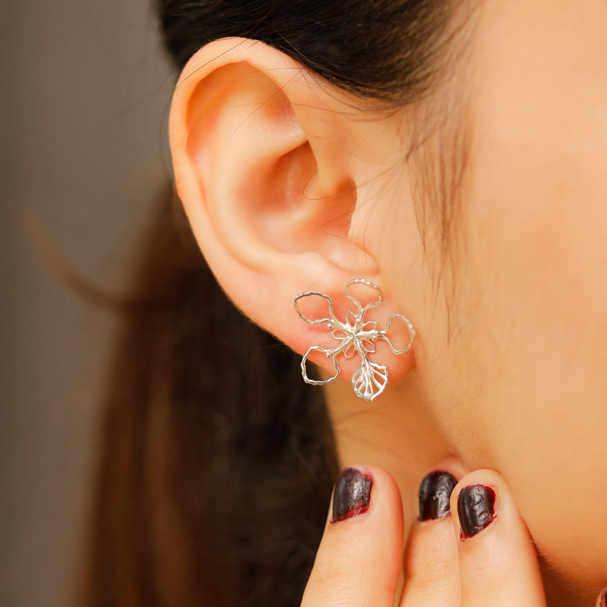 Sterling Silver Earrings - Gulmohar Flower