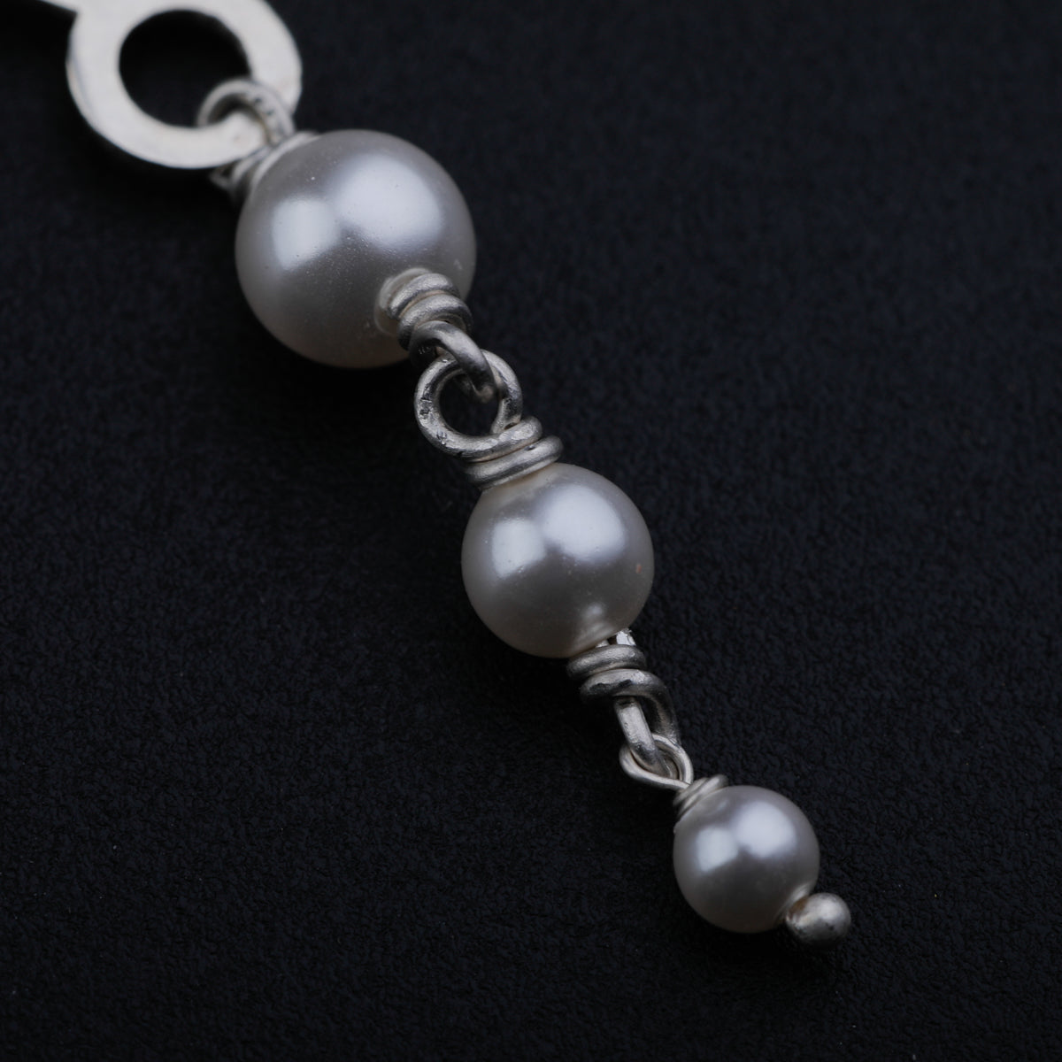 Silver Filigree Dangler Earring with Pearl Drops