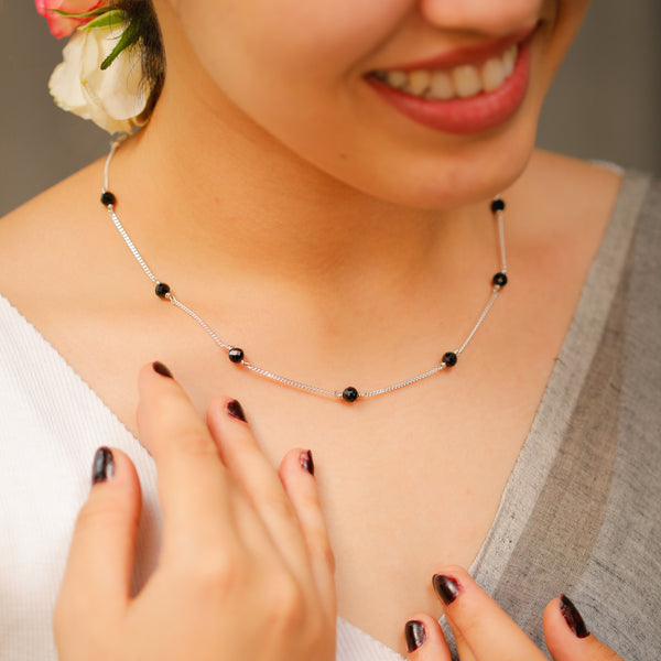 Handcrafted three layer silver mangalsutra