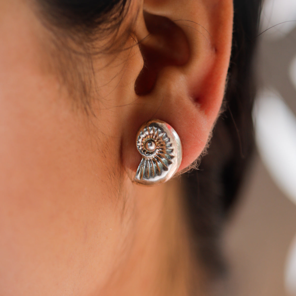 Silver Snail Shell Earring