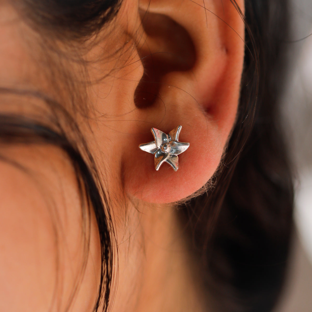 Silver Arabian Jasmine Flower Studs Earring