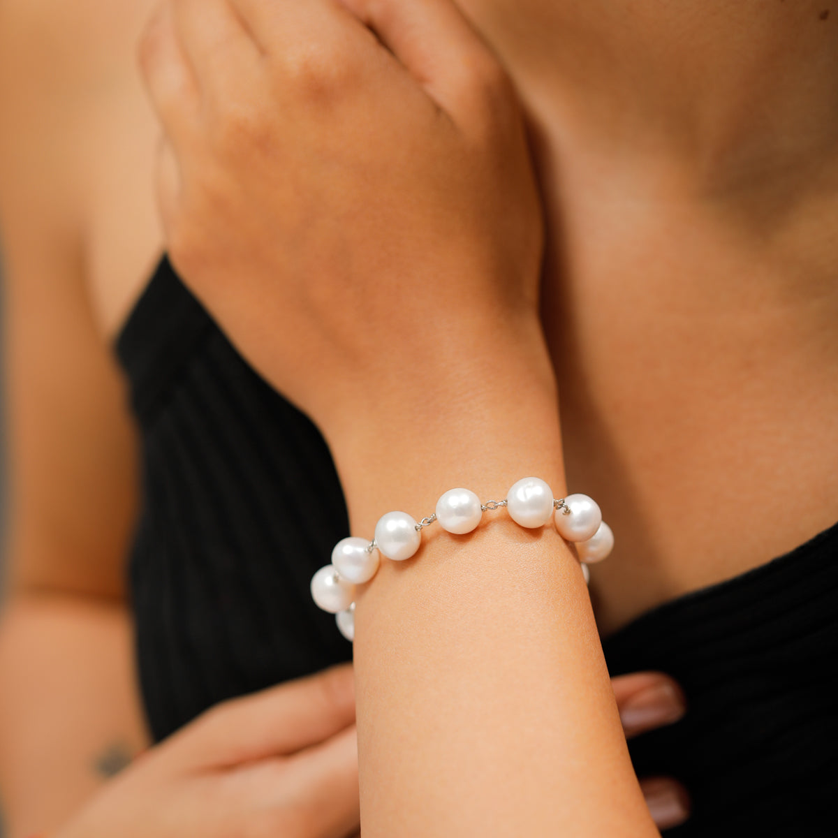 Pearl Ganthan Silver Bracelet