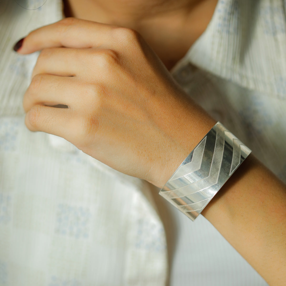 Silver Nakshi Cuff Bracelet