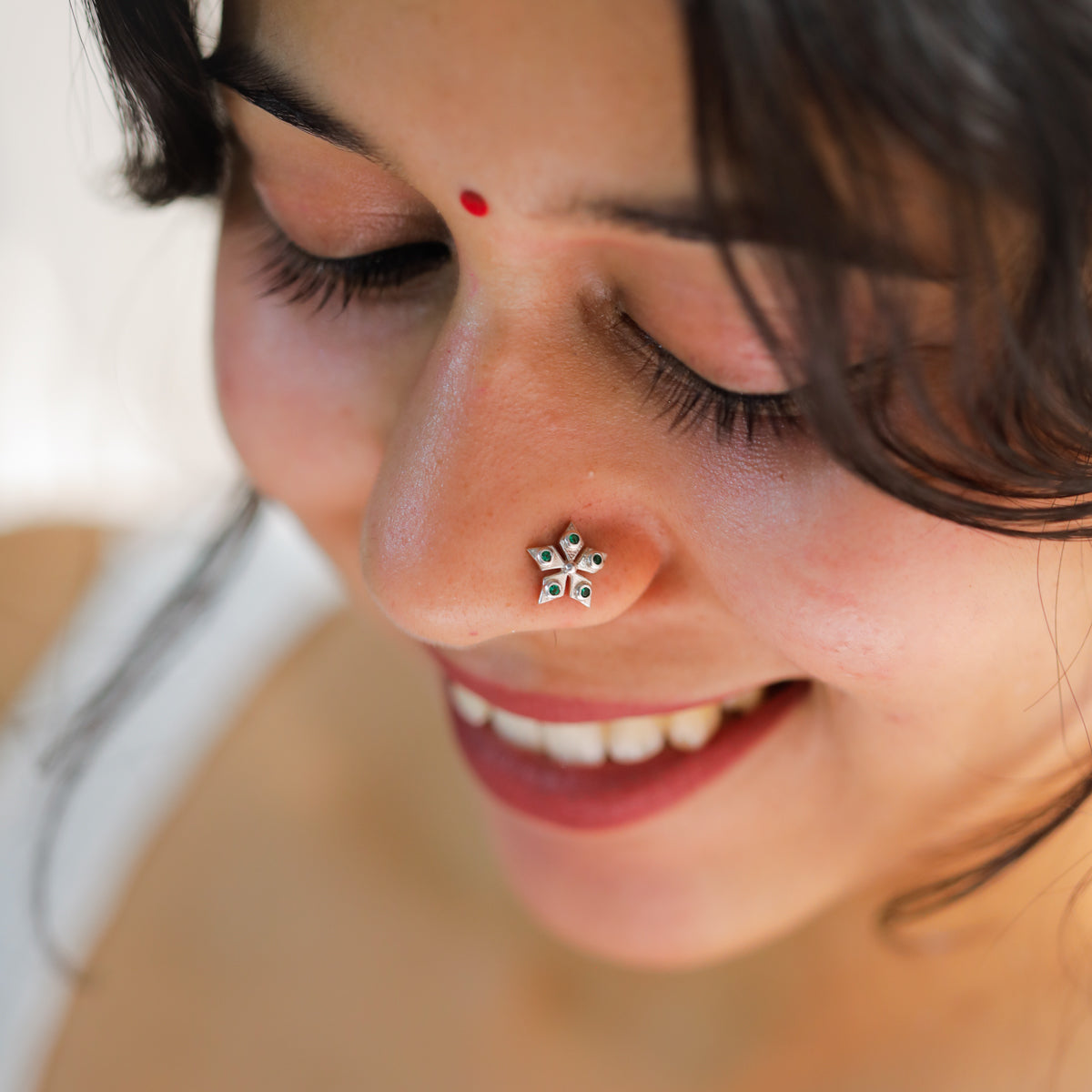 Silver Nakshatra Nose pin (Pierced)