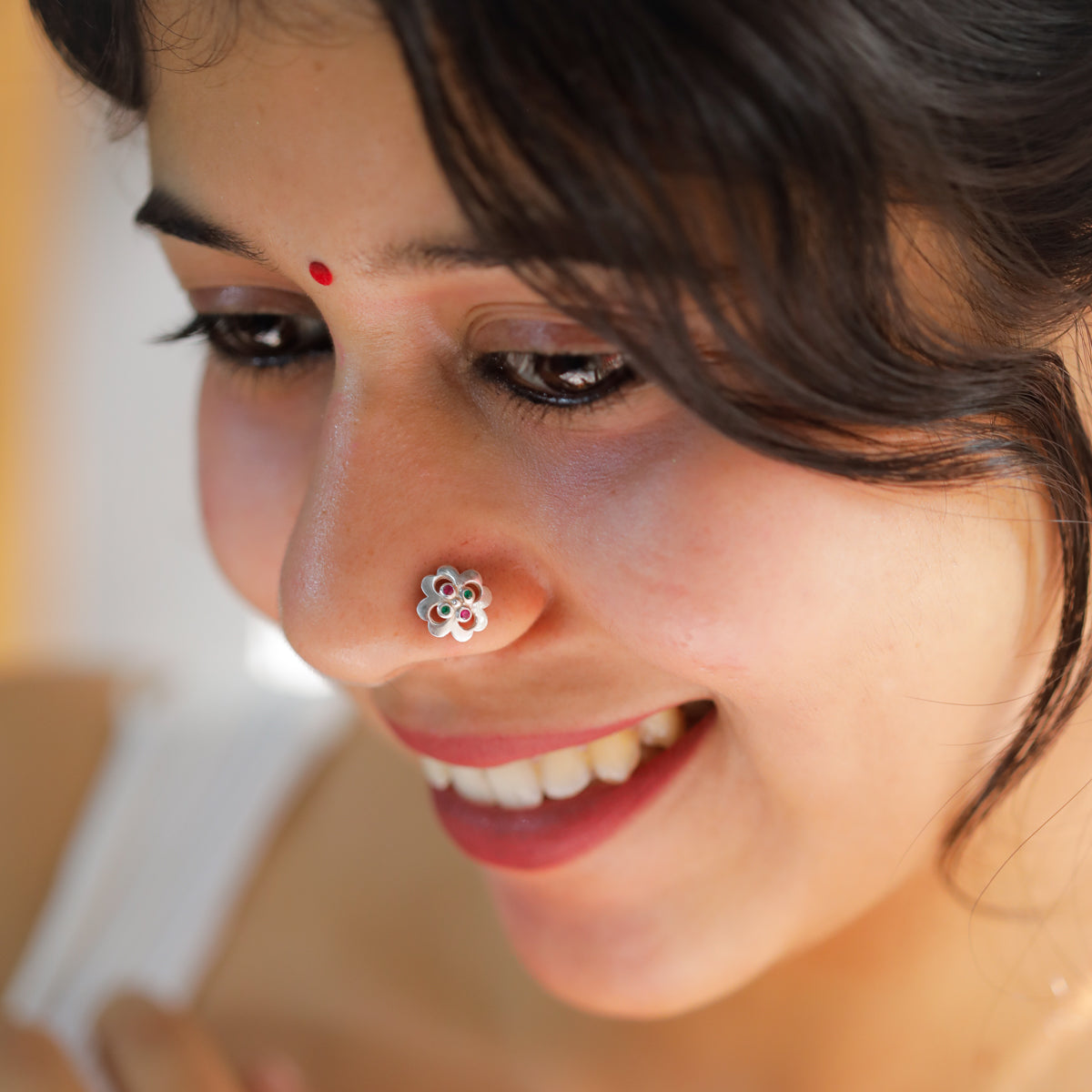 Silver Nakshatra Nose pin (Pierced)