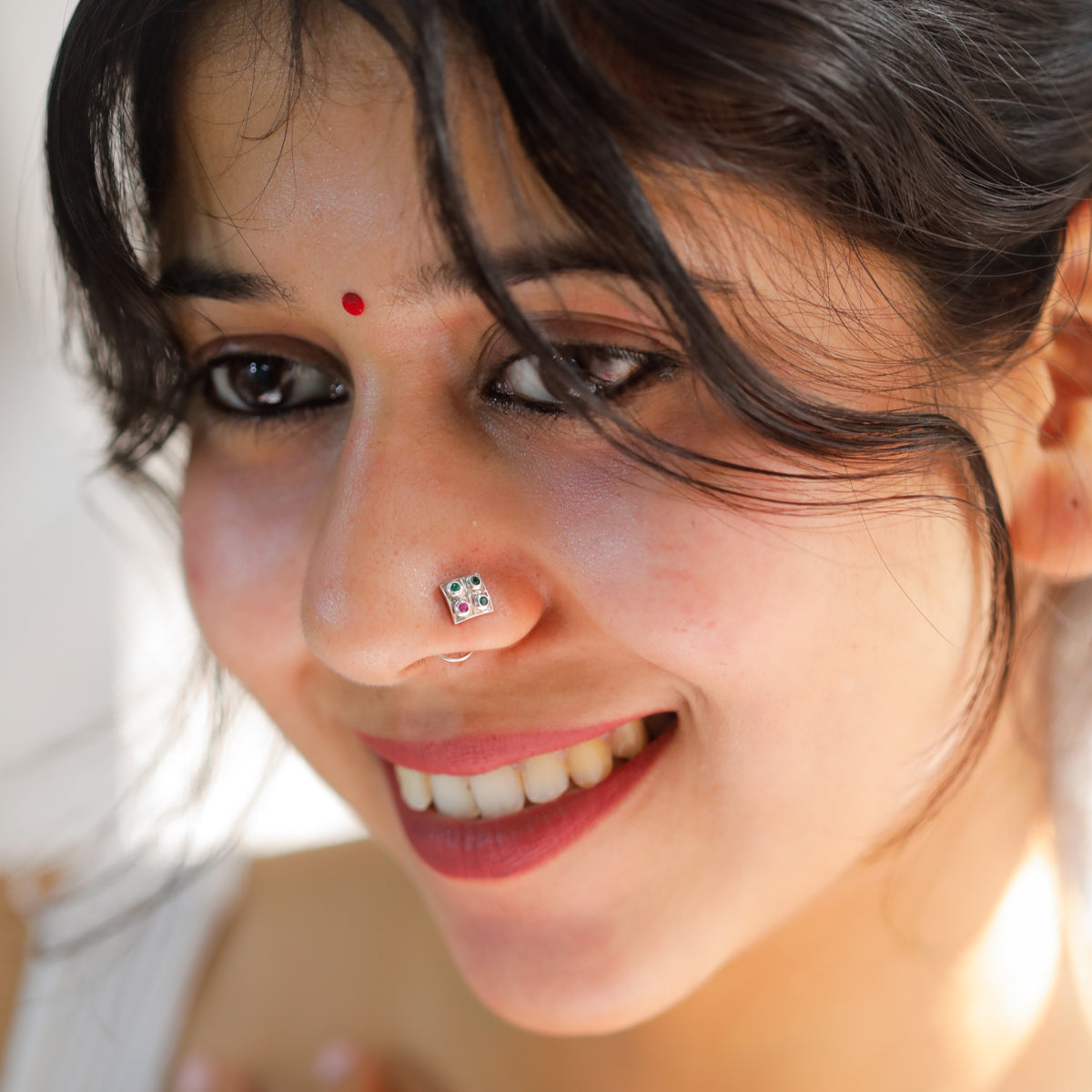 Silver Nakshatra Nose pin (Pierced)