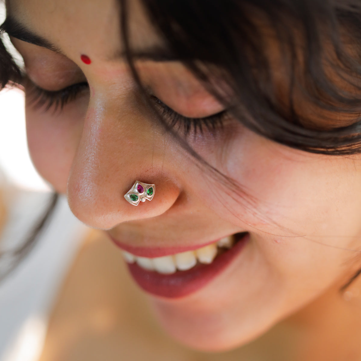 Silver Nakshatra Nose pin (Pierced)