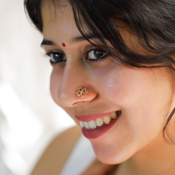 Gopadma Nose pin-  Pierced |  92.5 Silver | 22K Gold Plated