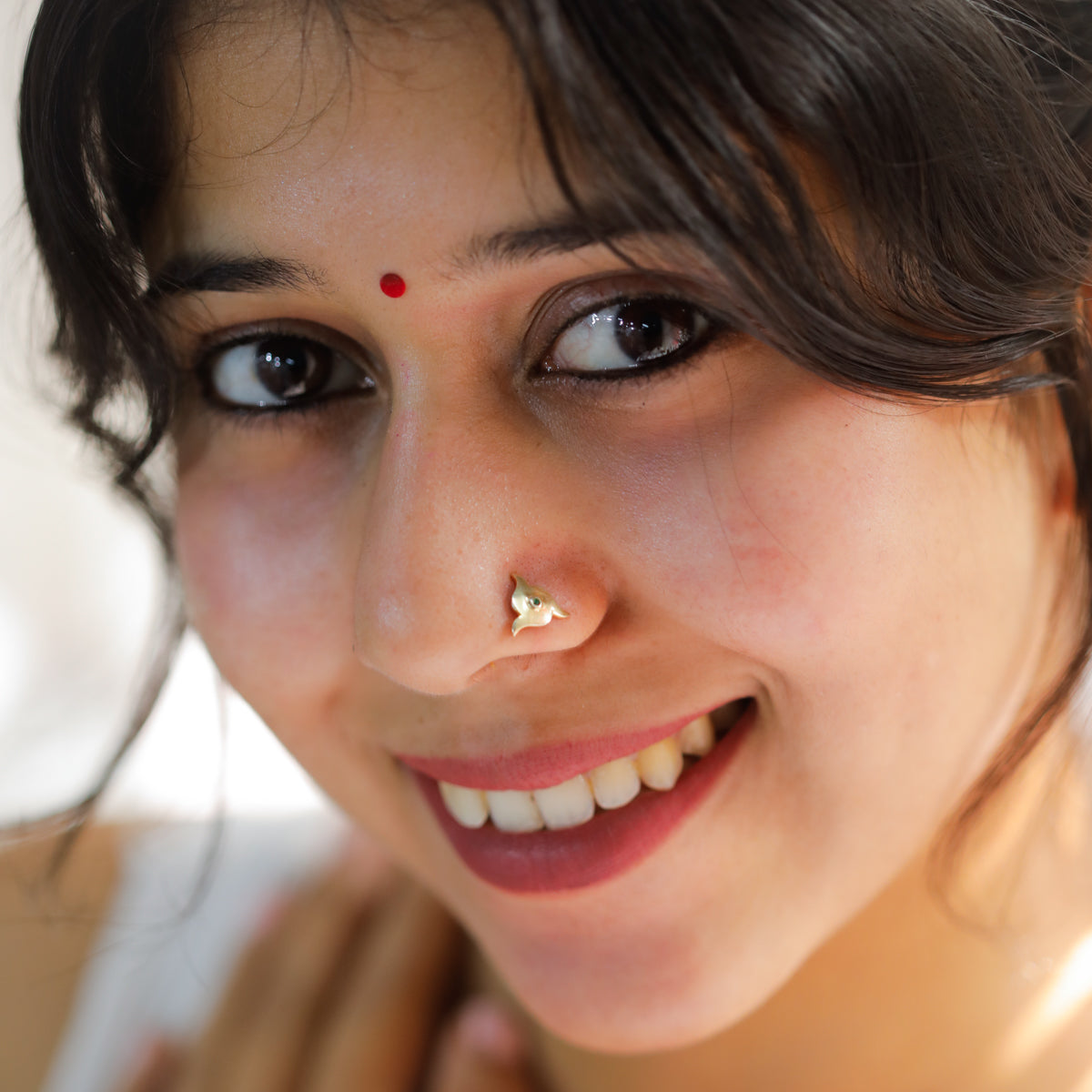 Silver Nakshatra Nose pin (Pierced, Gold Plated)