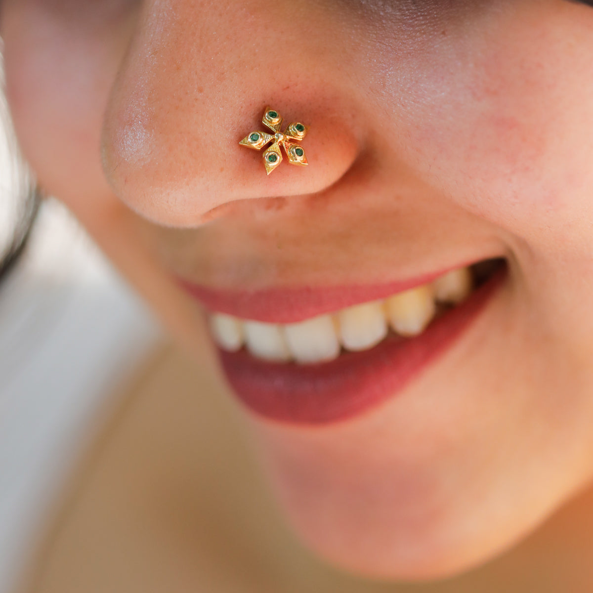 Silver Nakshatra Nose pin (Pierced, Gold Plated)