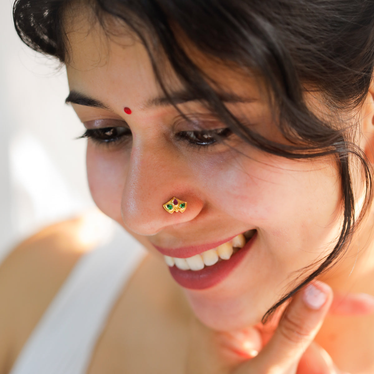 Silver Nakshatra Nose  pin (Pierced, Gold Plated)