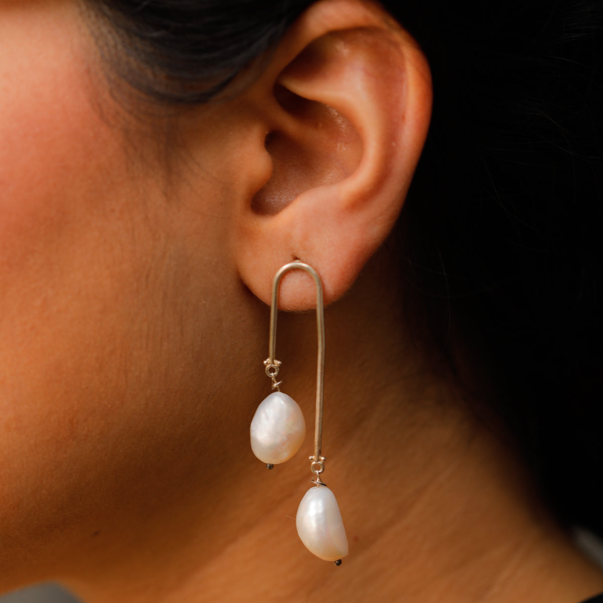 Pearl Drop Silver Earring