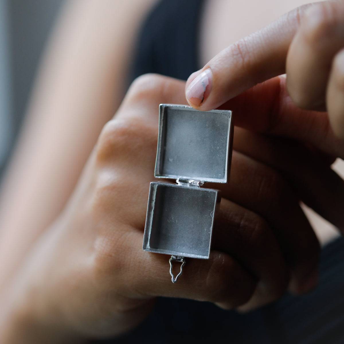 Silver Square Memory Ring (Adjustable)