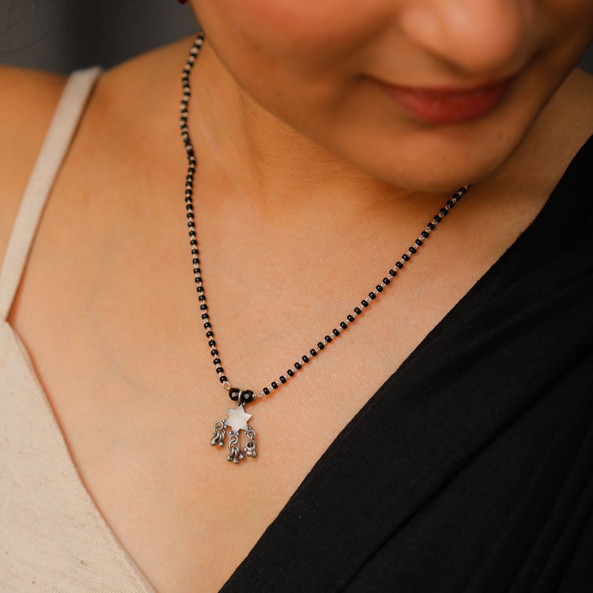 Silver Charm Mangalsutra : Star with Ghungroo