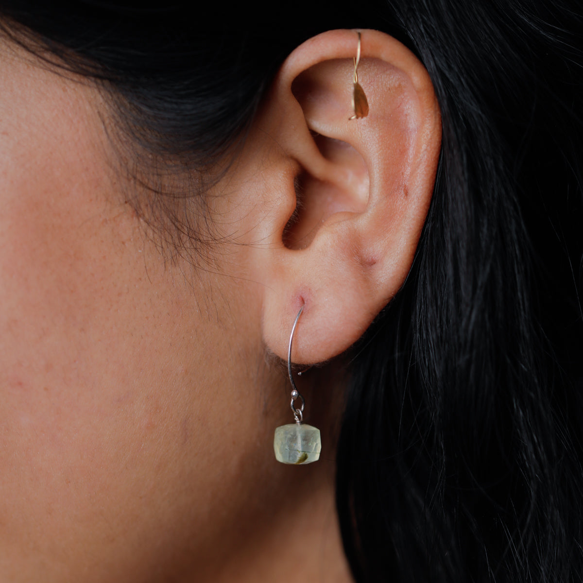 Peridot Silver Hoop Earring