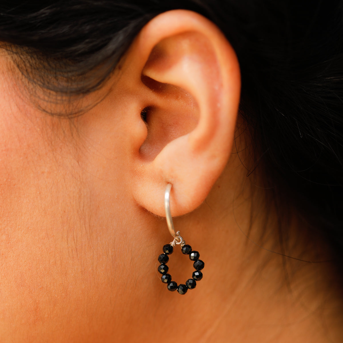 Black Onyx Silver Earring