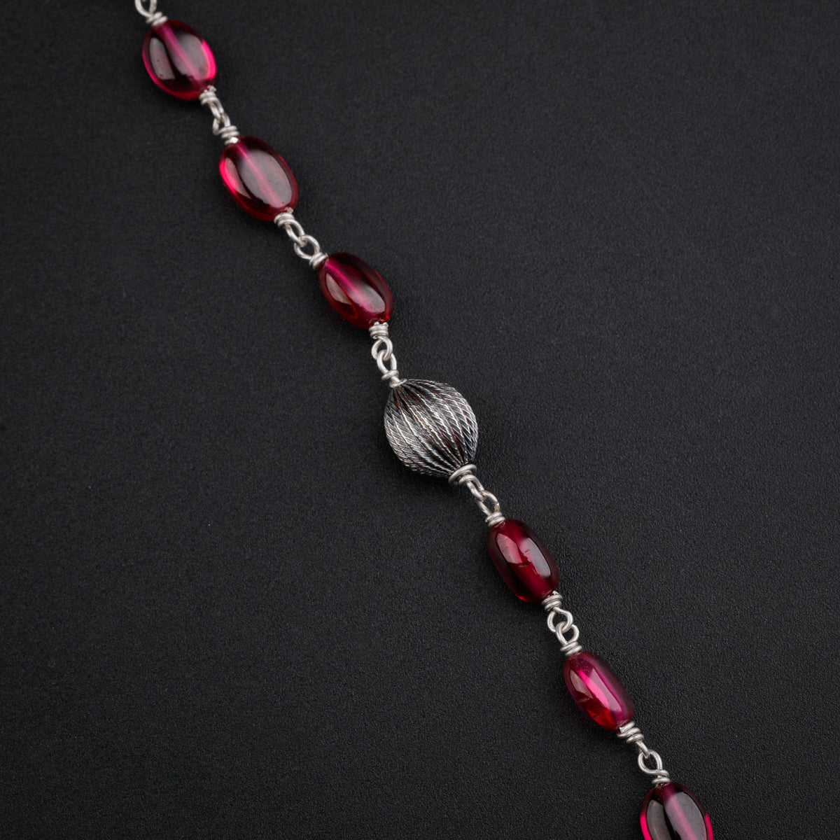 Oxidized Filigree Pendant Necklace with Ruby