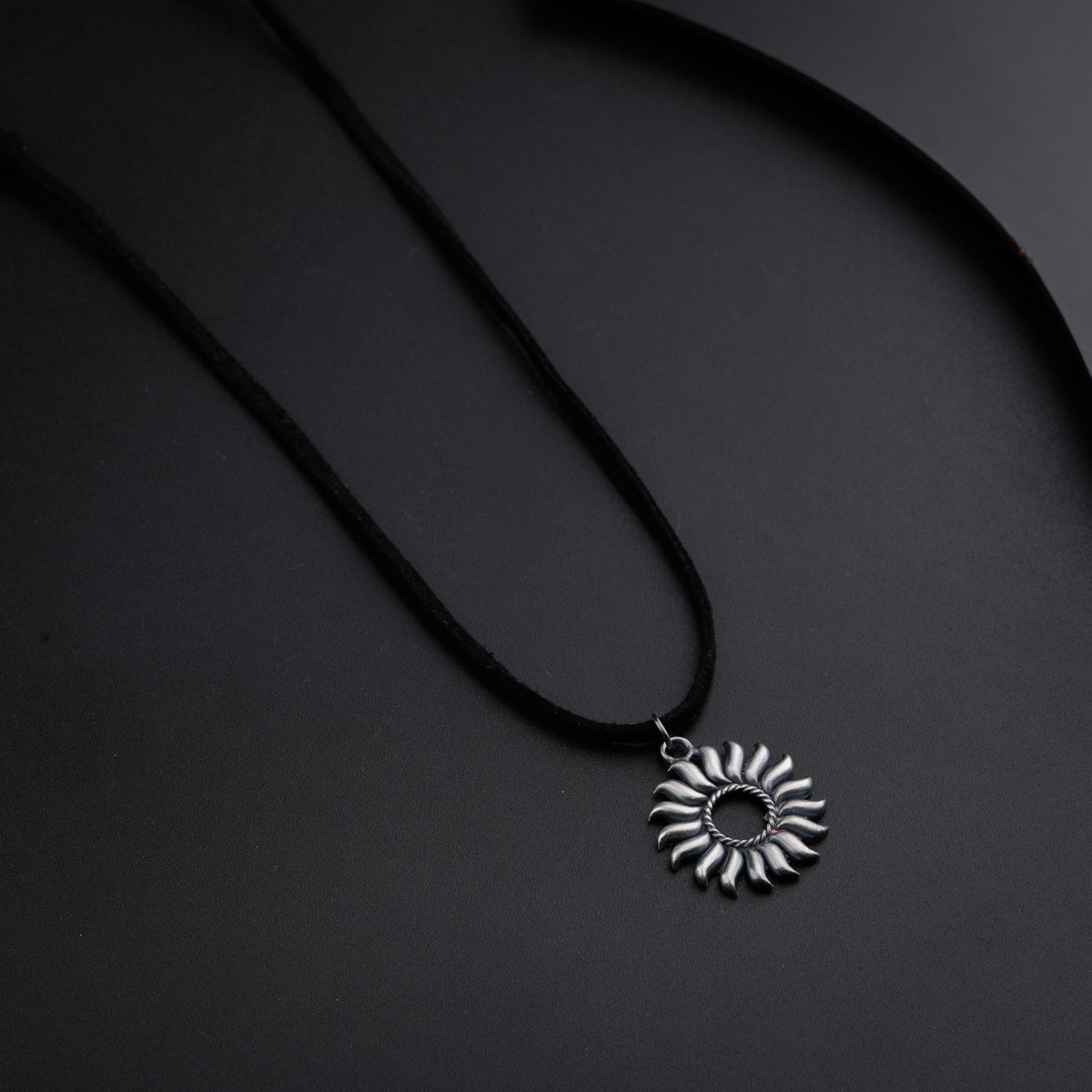 Surya Pendant Necklace with Suede Cord