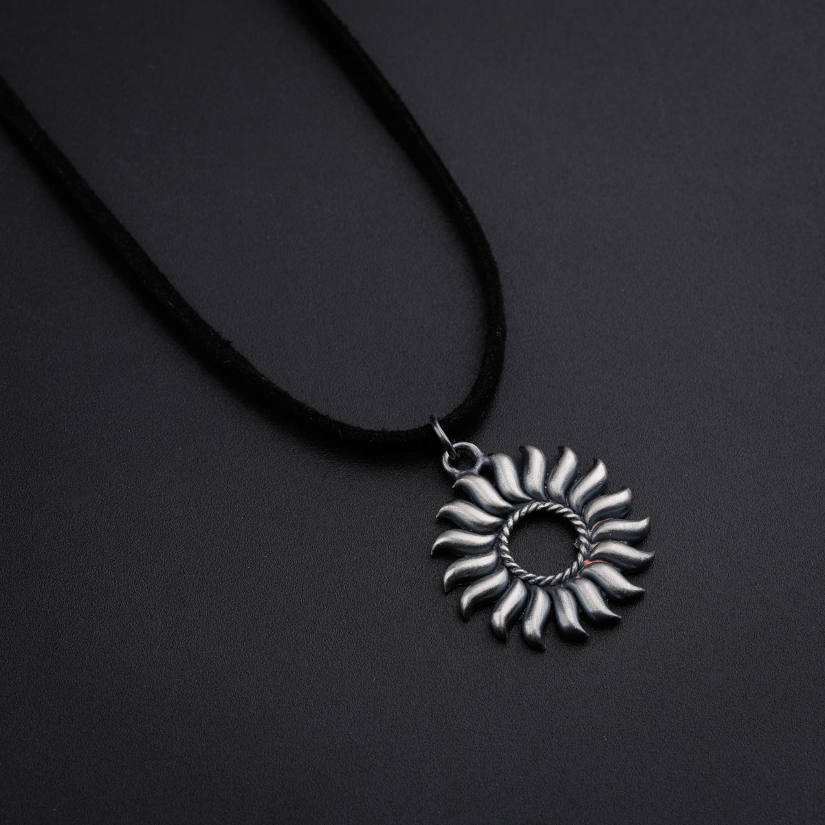 Surya Pendant Necklace with Suede Cord