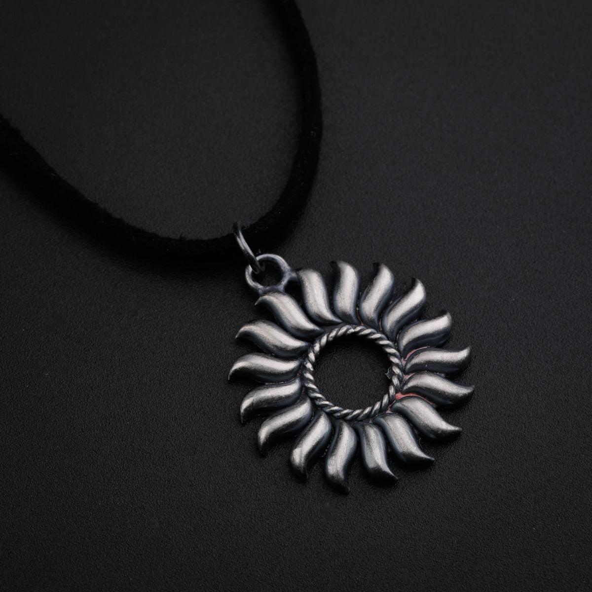 Surya Pendant Necklace with Suede Cord