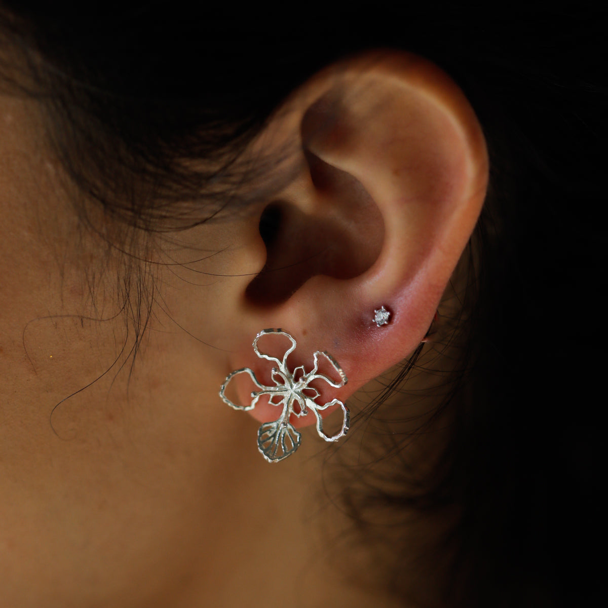 Sterling Silver Earrings - Gulmohar Flower